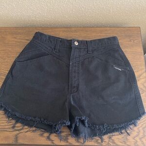 Black Denim High Waisted Short